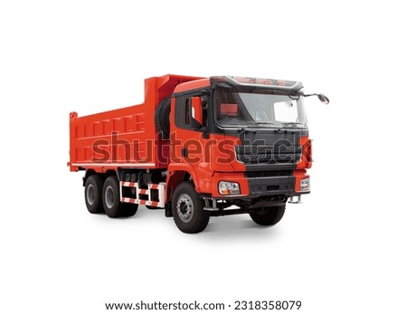 New Red Construction Dump truck isolated over white background Royalty-Free Stock Photo #2318358079