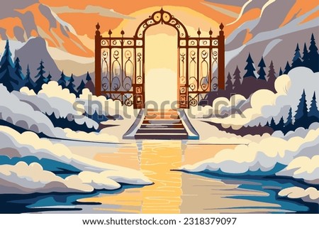 Gate to heaven. Vector gate to heaven. Royalty-Free Stock Photo #2318379097