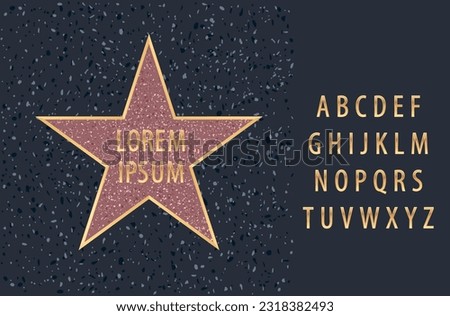 empty star on Holywood walk of fame with sample text  Royalty-Free Stock Photo #2318382493