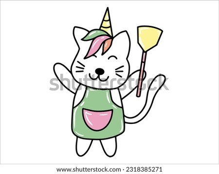 Cute Cat Unicorn Cartoon illustration
