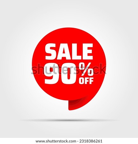 Special offer sale red tag. This is the concept of the price list for discounts, of an advertising campaign, advertising marketing sales, a 90% off discount, a unique offer. Vector illustration. Royalty-Free Stock Photo #2318386261