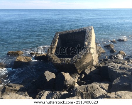 Concrete Pillar Washed Ashore on Long Island, Atlantic Ocean Coast