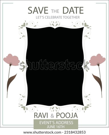 wedding invitation card template with text and flower , plant