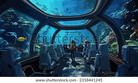 Submarine Expedition Exploration High-Resolution Vector Illustration of Underwater Adventure for Captivating Designs Royalty-Free Stock Photo #2318441245