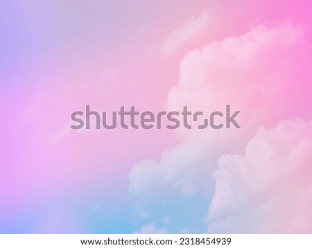 beauty sweet pastel soft pink and violet with fluffy clouds on sky. multi color rainbow image. abstract fantasy growing light