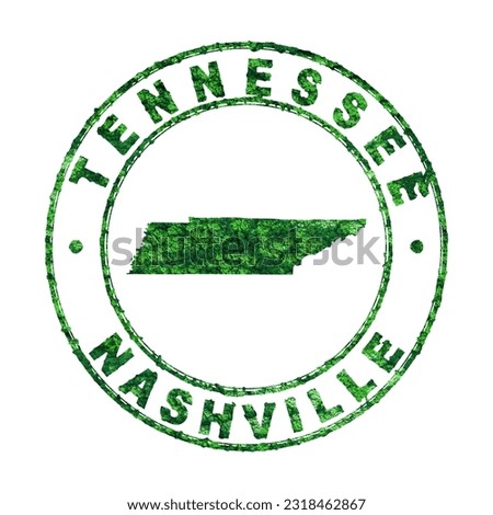 Map of Tennessee, Postal Stamp, Sustainable development, CO2 emission concept, clipping path