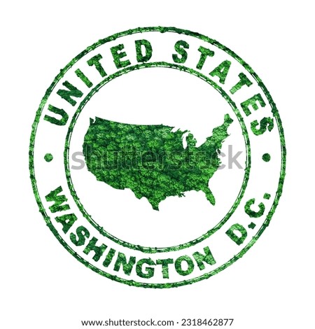 Map of United States, Postal Stamp, Sustainable development, CO2 emission concept, clipping path