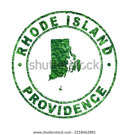 Map of Rhode Island, Postal Stamp, Sustainable development, CO2 emission concept, clipping path