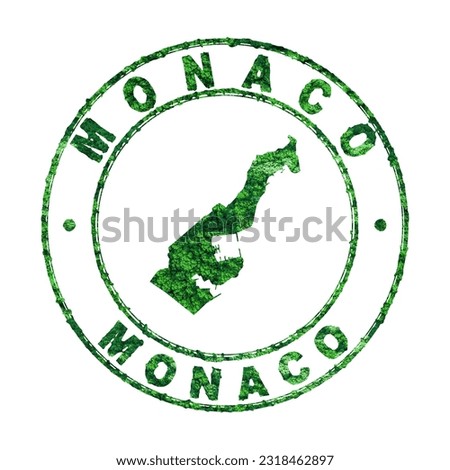 Map of Monaco, Postal Stamp, Sustainable development, CO2 emission concept, clipping path