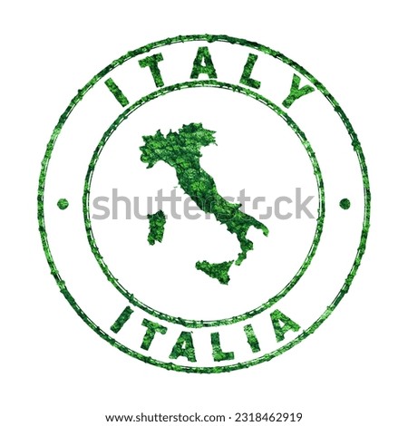 Map of Italy, Postal Stamp, Sustainable development, CO2 emission concept, clipping path Royalty-Free Stock Photo #2318462919