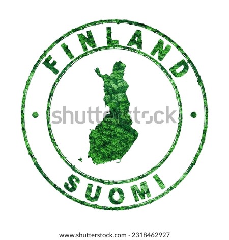 Map of Finland, Postal Stamp, Sustainable development, CO2 emission concept, clipping path Royalty-Free Stock Photo #2318462927