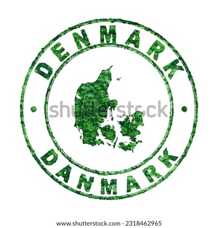 Map of Denmark, Postal Stamp, Sustainable development, CO2 emission concept, clipping path