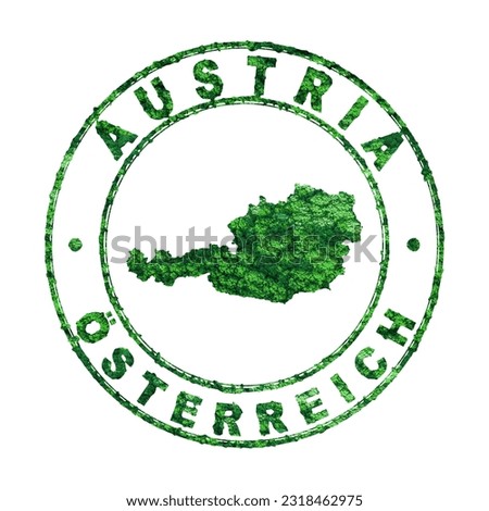 Map of Austria, Postal Stamp, Sustainable development, CO2 emission concept, clipping path