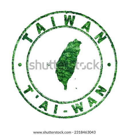 Map of Taiwan, Postal Stamp, Sustainable development, CO2 emission concept, clipping path