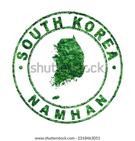 Map of South Korea, Postal Stamp, Sustainable development, CO2 emission concept, clipping path