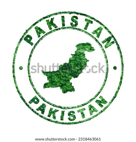 Map of Pakistan, Postal Stamp, Sustainable development, CO2 emission concept, clipping path