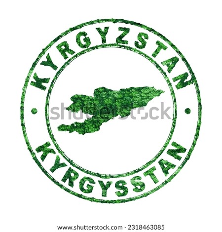 Map of Kyrgyzstan, Postal Stamp, Sustainable development, CO2 emission concept, clipping path