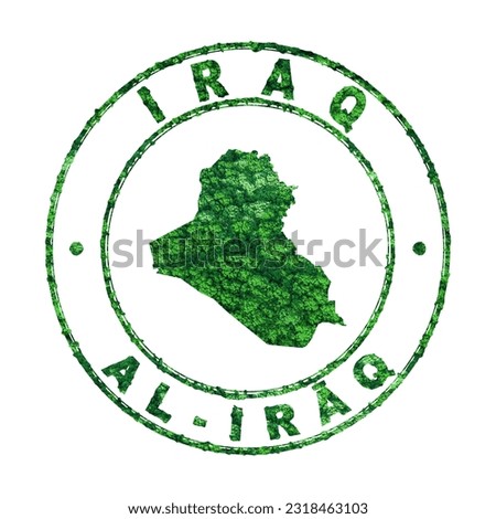 Map of Iraq, Postal Stamp, Sustainable development, CO2 emission concept, clipping path