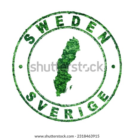 Map of Sweden, Postal Stamp, Sustainable development, CO2 emission concept, clipping path