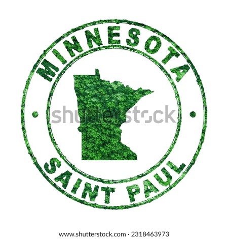 Map of Minnesota, Postal Stamp, Sustainable development, CO2 emission concept, clipping path