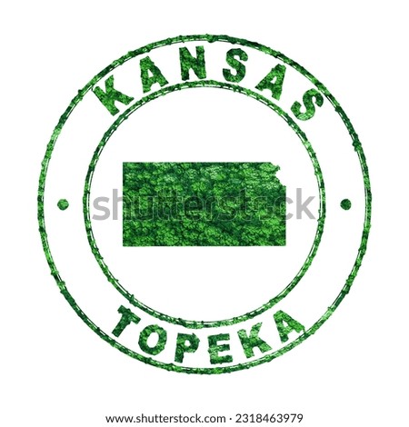 Map of Kansas, Postal Stamp, Sustainable development, CO2 emission concept, clipping path