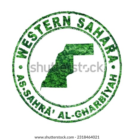 Map of Western Sahara, Postal Stamp, Sustainable development, CO2 emission concept, clipping path