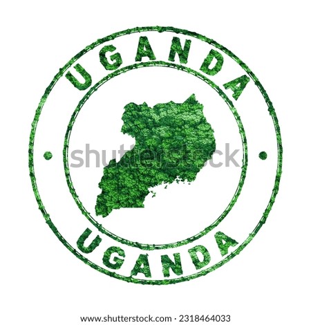Map of Uganda, Postal Stamp, Sustainable development, CO2 emission concept, clipping path