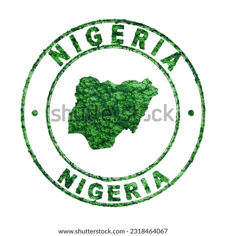 Map of Nigeria, Postal Stamp, Sustainable development, CO2 emission concept, clipping path