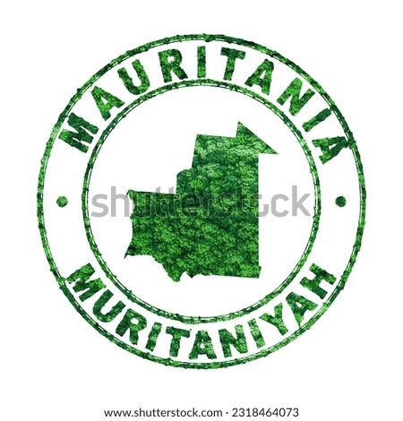 Map of Mauritania, Postal Stamp, Sustainable development, CO2 emission concept, clipping path