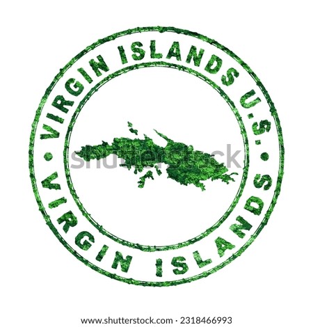 Map of Virgin Islands US, Postal Stamp, Sustainable development, CO2 emission concept, clipping path