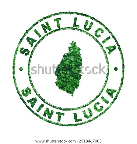 Map of Saint Lucia, Postal Stamp, Sustainable development, CO2 emission concept, clipping path