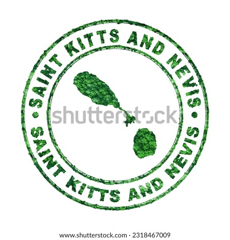 Map of Saint Kitts and Nevis, Postal Stamp, Sustainable development, CO2 emission concept, clipping path