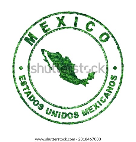 Map of Mexico, Postal Stamp, Sustainable development, CO2 emission concept, clipping path