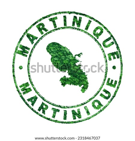 Map of Martinique, Postal Stamp, Sustainable development, CO2 emission concept, clipping path