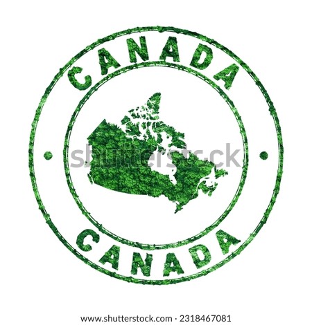 Map of Canada, Postal Stamp, Sustainable development, CO2 emission concept, clipping path