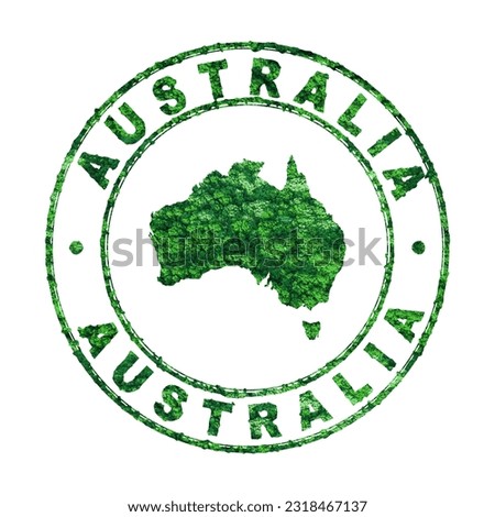 Map of Australia, Postal Stamp, Sustainable development, CO2 emission concept, clipping path