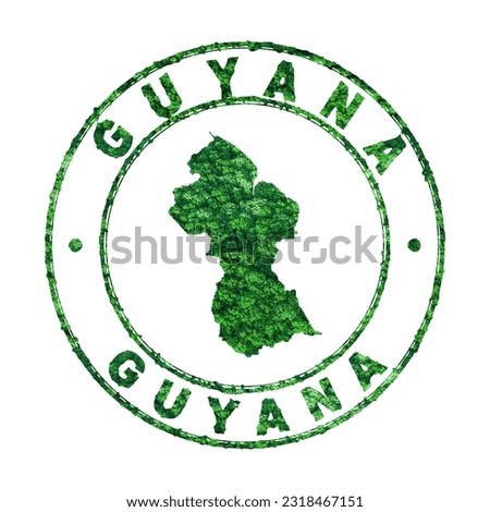 Map of Guyana, Postal Stamp, Sustainable development, CO2 emission concept, clipping path