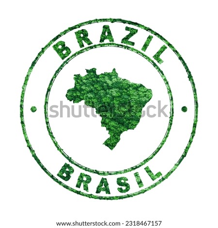 Map of Brazil, Postal Stamp, Sustainable development, CO2 emission concept, clipping path