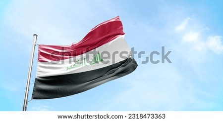 iraq flag waving on a high quality blue cloudy sky