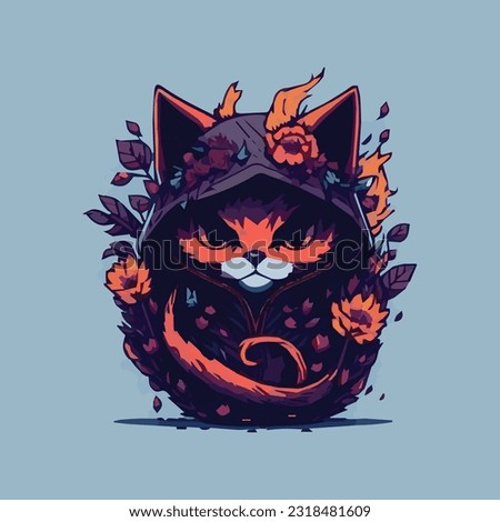 Cute Cat Illustration  Vector Art Design For T-Shirt