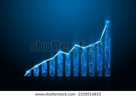 Business strategy growth digital technology. Stock trading. Digital graph chart increase. Business on successful. Low poly diagram wireframe.