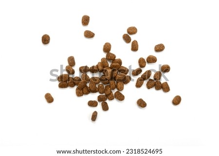 Pile of Dry Pet Food isolated on white background. Dog or cat food isolated. Royalty-Free Stock Photo #2318524695