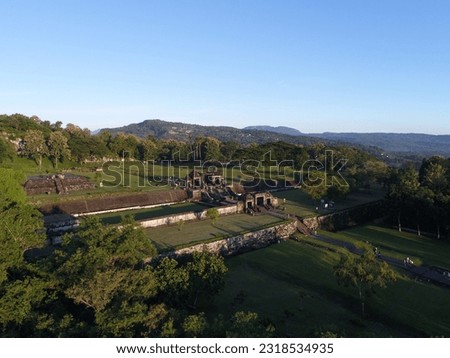 aerial photo in the afternoon at Ratu Boko Temple in Indonesia