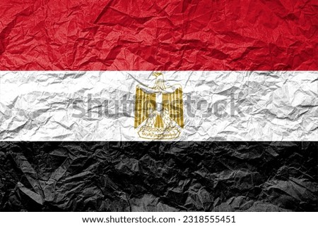 Flag of Egypt on crumpled paper. Textured background.