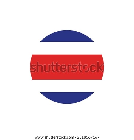 The flag of Costa Rica. Standard color. Round button icon. The circle icon. Computer illustration. Digital illustration. Vector illustration. Royalty-Free Stock Photo #2318567167