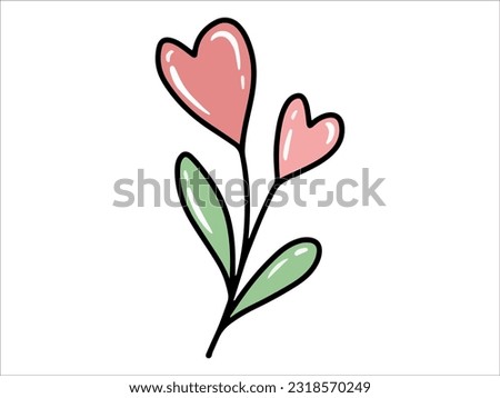 Red Heart plant Icon Illustration