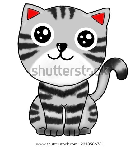 cartoon drawing of cat  Cats are cute little pets, easy to raise, affectionate as mammals.  likes to eat fish