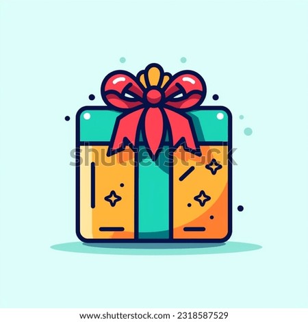 gift illustration vector collection simple flat color in outline style