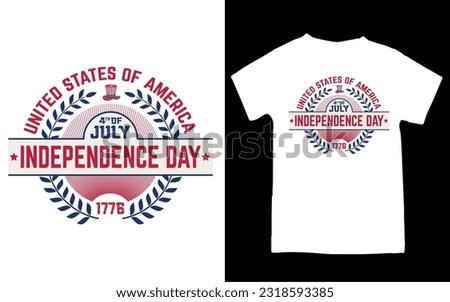 Independence day of the United States, 4th of July. Hand-drawn greeting card. Typography illustration for t-shirt, apparel and print