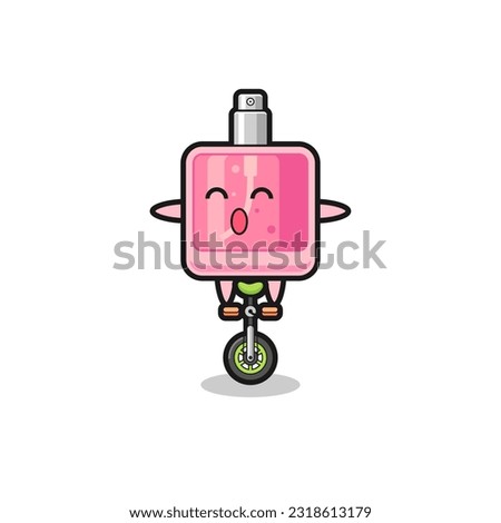 The cute perfume character is riding a circus bike , cute style design for t shirt, sticker, logo element